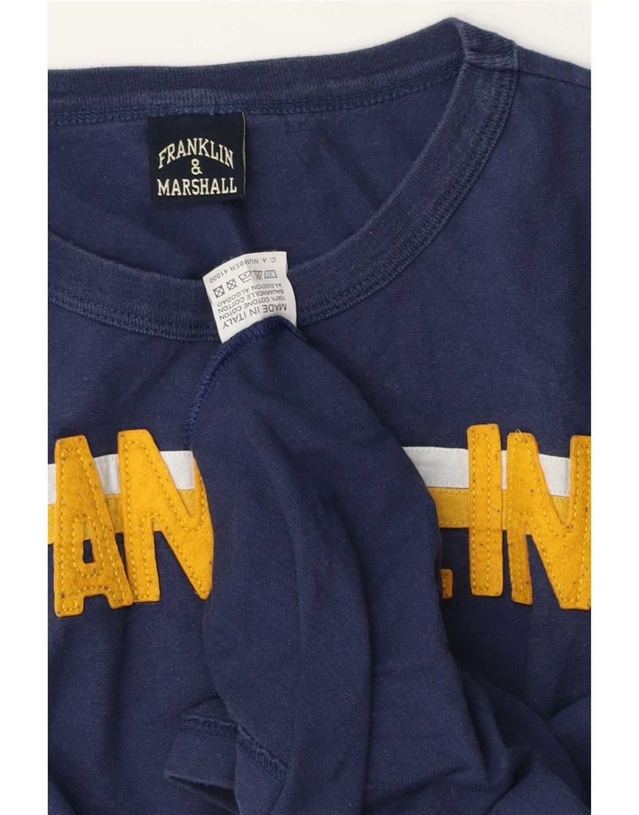 Franklin & Marshall Herren-Grafikoberteil mit langen Ärmeln, Marineblau, Farbblock
