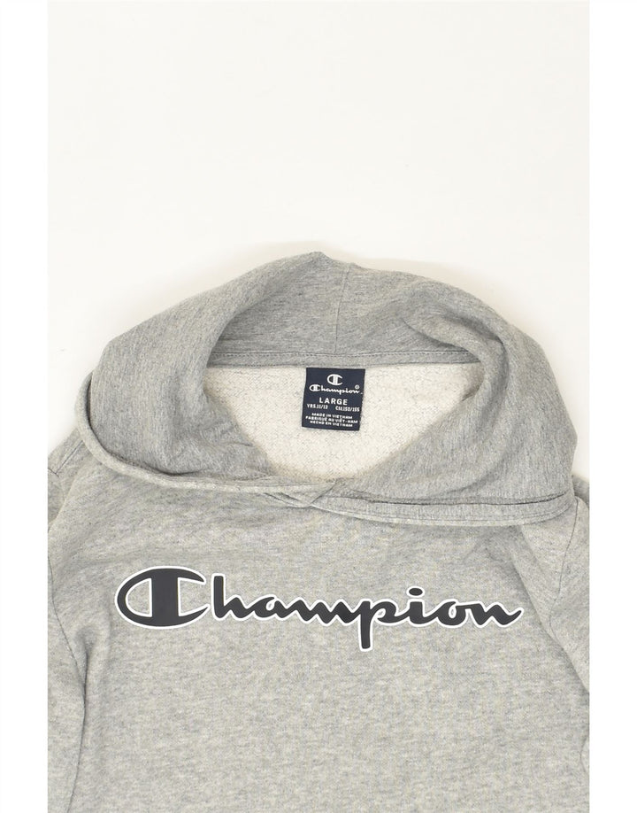 CHAMPION Boys Graphic Hoodie Jumper 11-12 Years Large Grey Cotton | Vintage Champion | Thrift | Second-Hand Champion | Used Clothing | Messina Hembry 