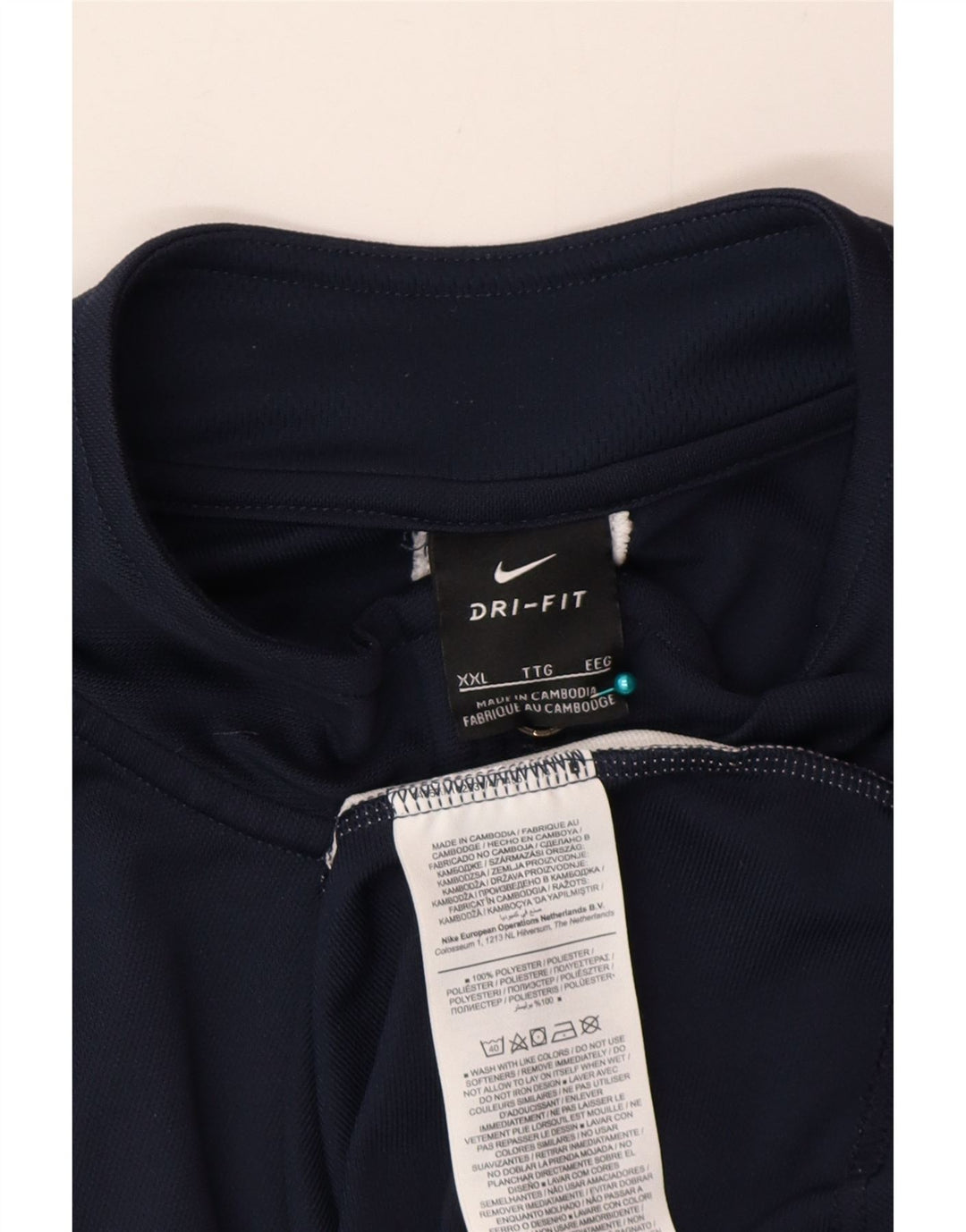 Nike Herren Dri Fit Trainingsanzug Top Jacke 2XL Marineblau Colourblock Polyester