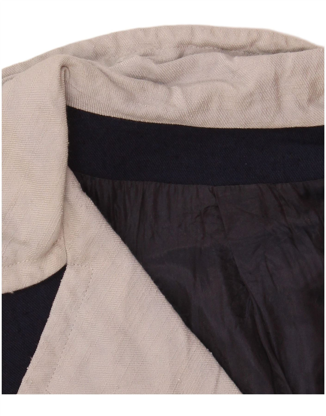 VINTAGE Womens Crop Blazer Jacket UK 12 Medium Navy Blue Colourblock