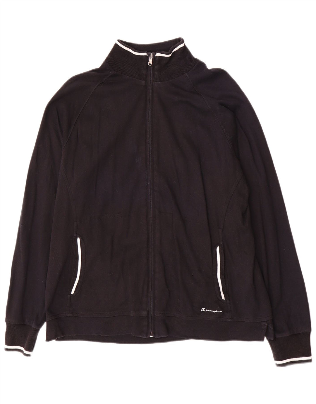 Champion Damen-Trainingsanzug-Top-Jacke, UK 16, Größe L, schwarze Baumwolle