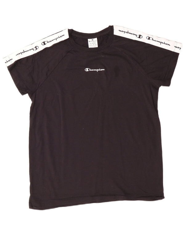 Champion Damen Grafik-T-Shirt-Oberteil XL aus schwarzer Baumwolle