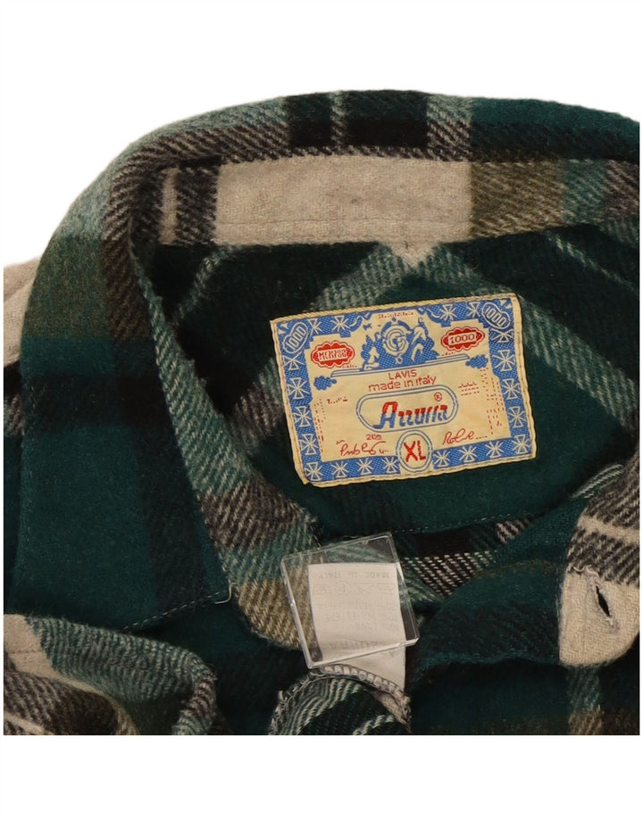Vintage Herren Overshirt Shirt XL grün karierte Wolle
