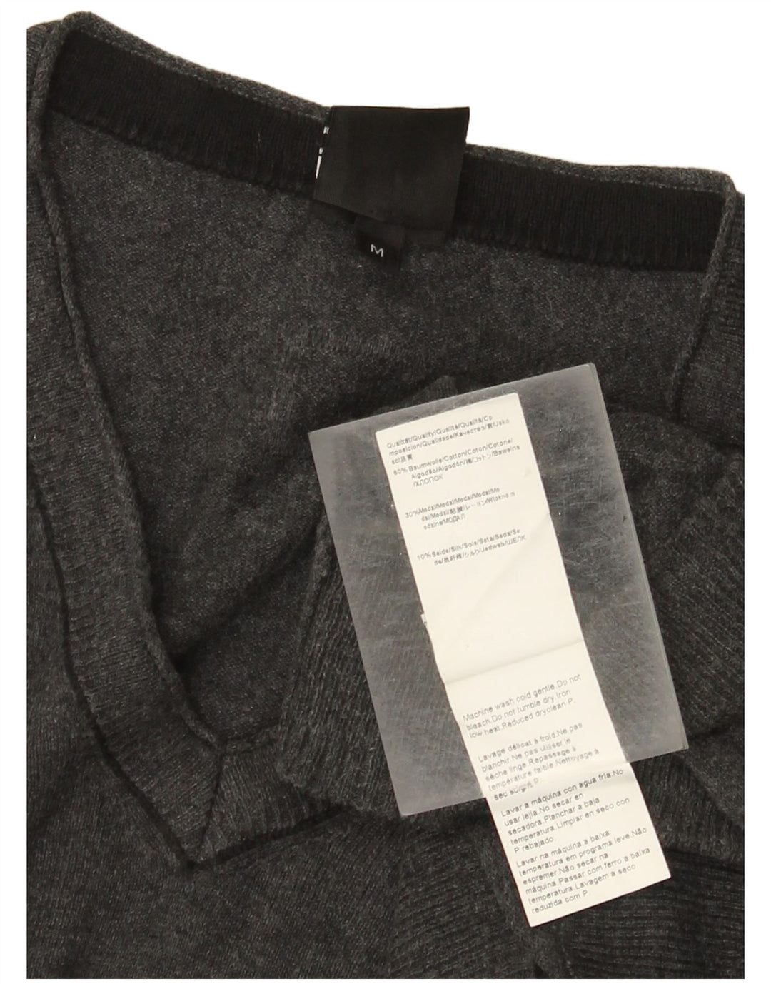 Hugo Boss Herren-Slim-Fit-Pullover mit V-Ausschnitt aus mittelgrauer Baumwolle
