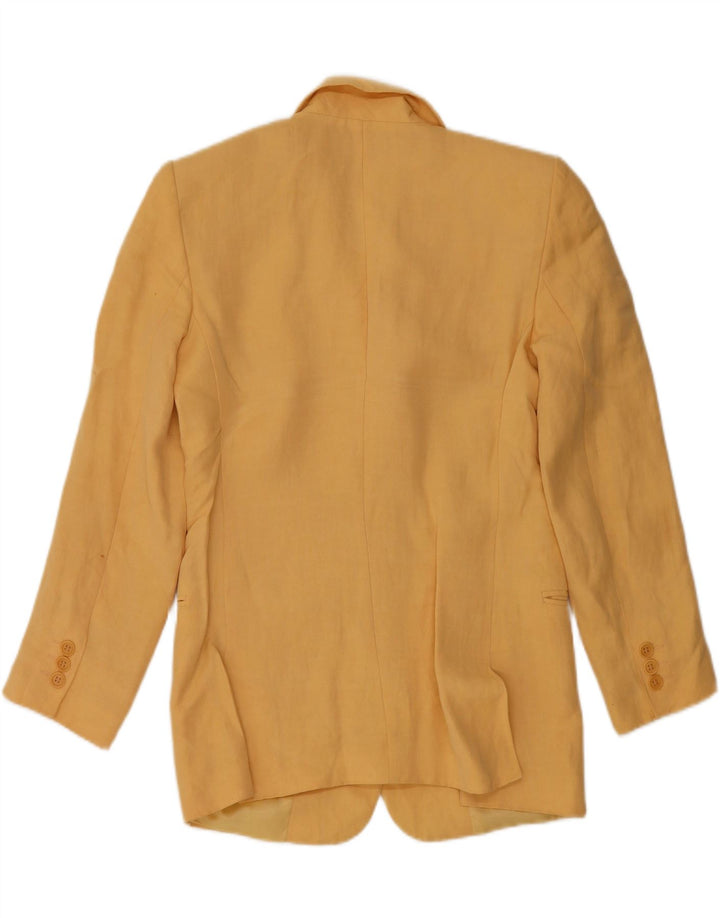 EMPORIO ARMANI Womens 3 Button Blazer Jacket UK 14 Medium Yellow Linen Vintage Emporio Armani and Second-Hand Emporio Armani from Messina Hembry 