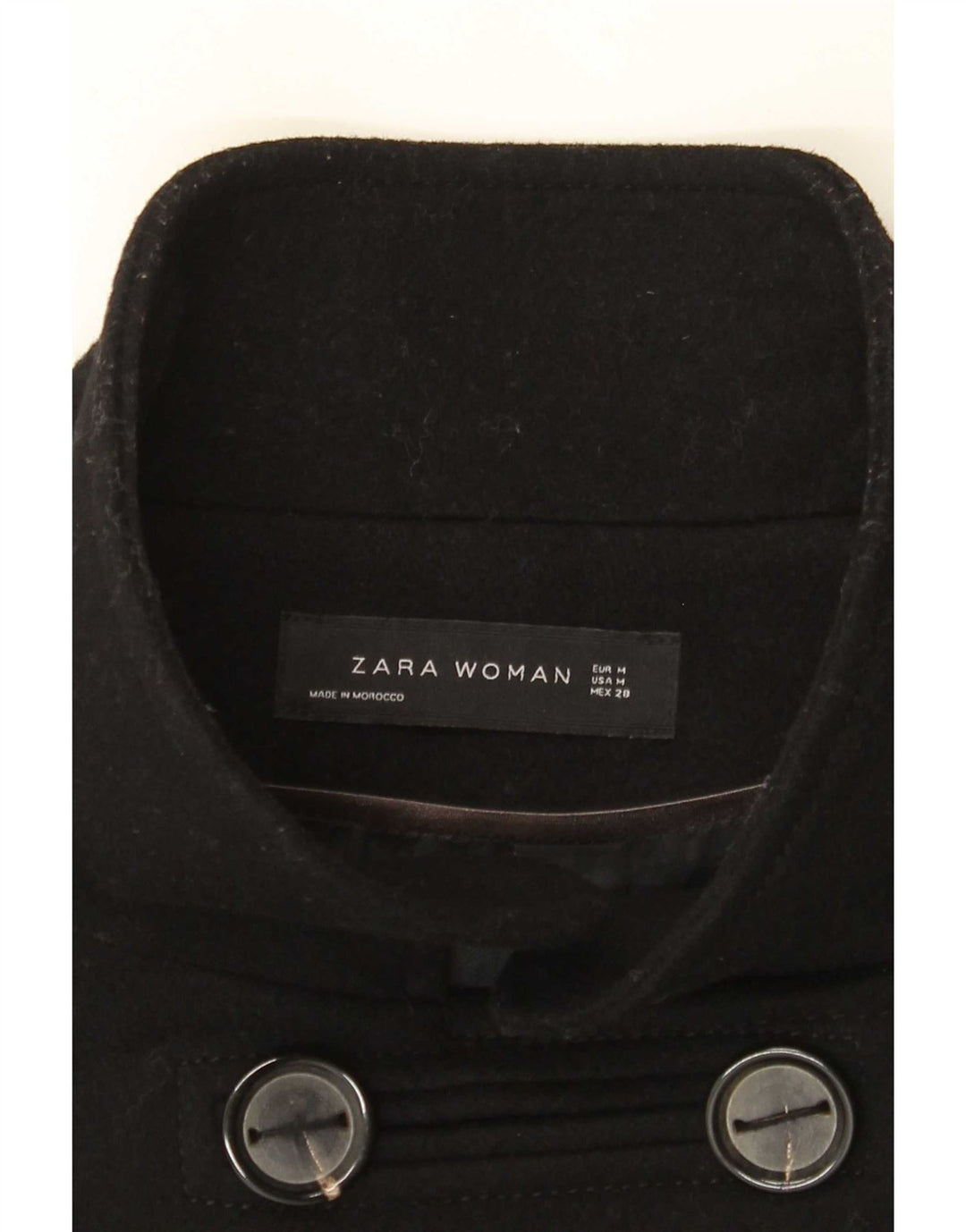 Zara Damen Zweireihiger Mantel UK 14 Medium Schwarz