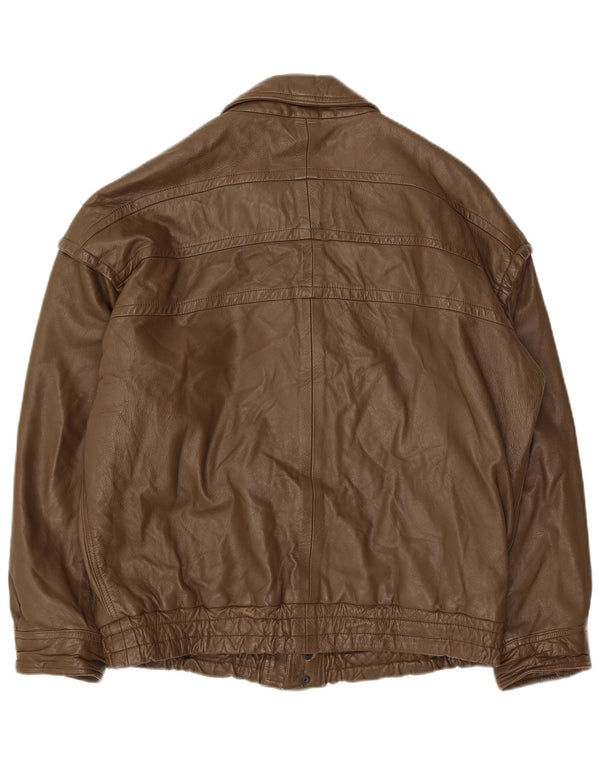 Vintage Mens Leather Jacket UK 40 Large Khaki Leather