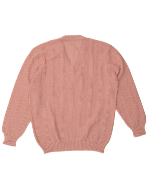VINTAGE Damen Pullover mit V-Ausschnitt UK 18 XL Rosa