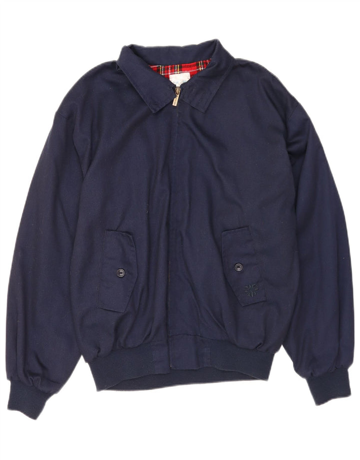 Vintage Herren Bomberjacke UK 36 Small Marineblau Polyester