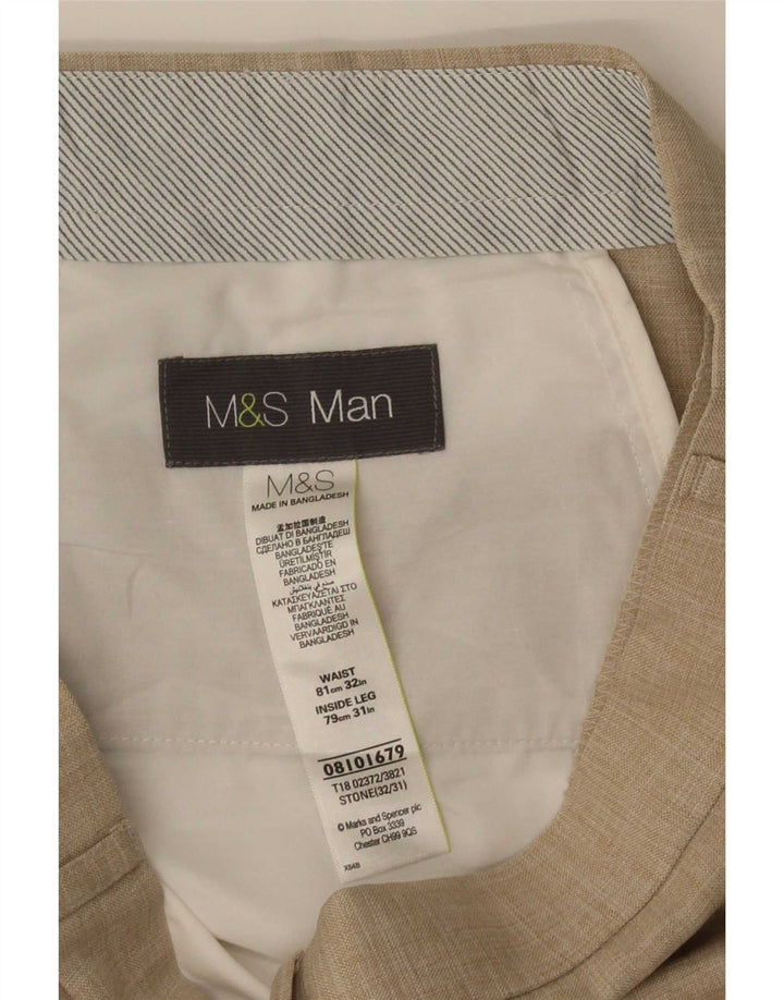 Gerade Herren-Anzughose von Marks & Spencer, W32, L31, Beige, Polyester