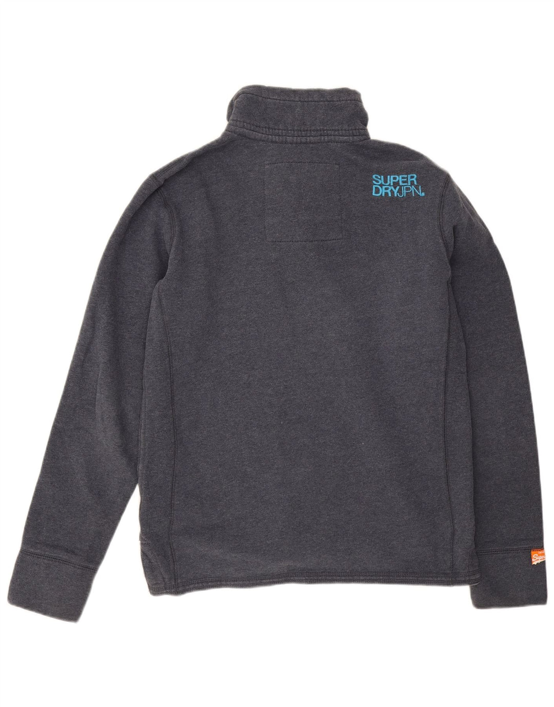 Superdry Herren-Sweatshirt mit Knopfkragen, groß, marineblaue Baumwolle