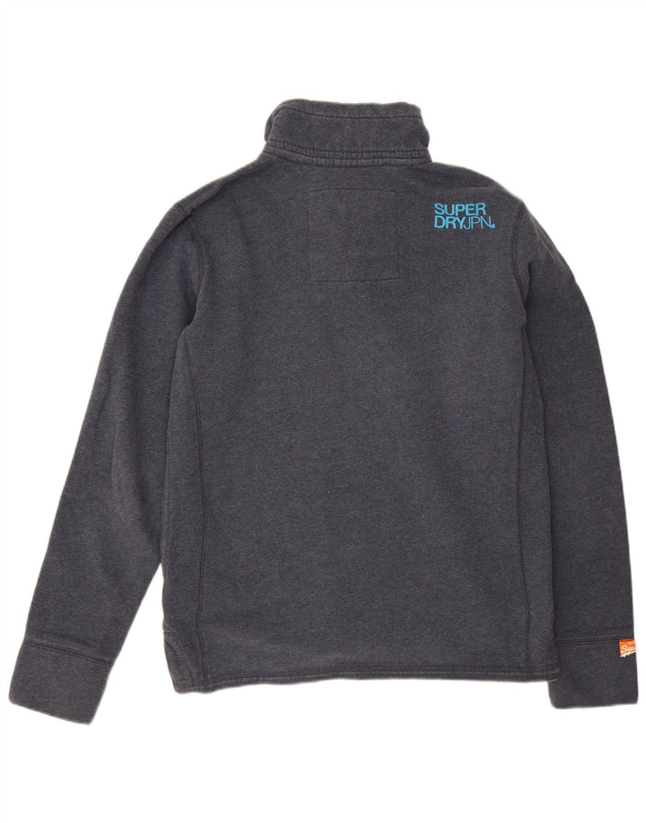 Superdry Herren-Sweatshirt mit Knopfkragen, groß, marineblaue Baumwolle
