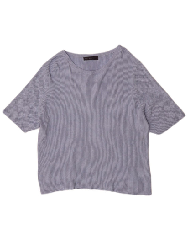 Marks & Spencer Damen T-Shirt Top UK 24 4XL Blaue Viskose