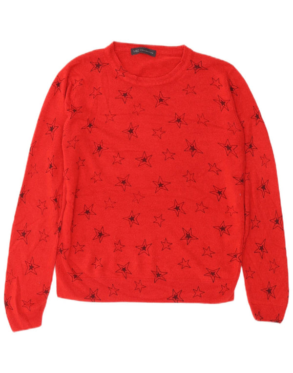 MARKS & SPENCER Damen-Pullover mit U-Boot-Ausschnitt, Gr. 14, groß, rot, geometrisch