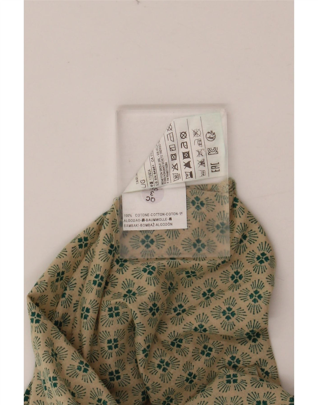 BENETTON Herren-Hemd, groß, grün, geblümt, Baumwolle