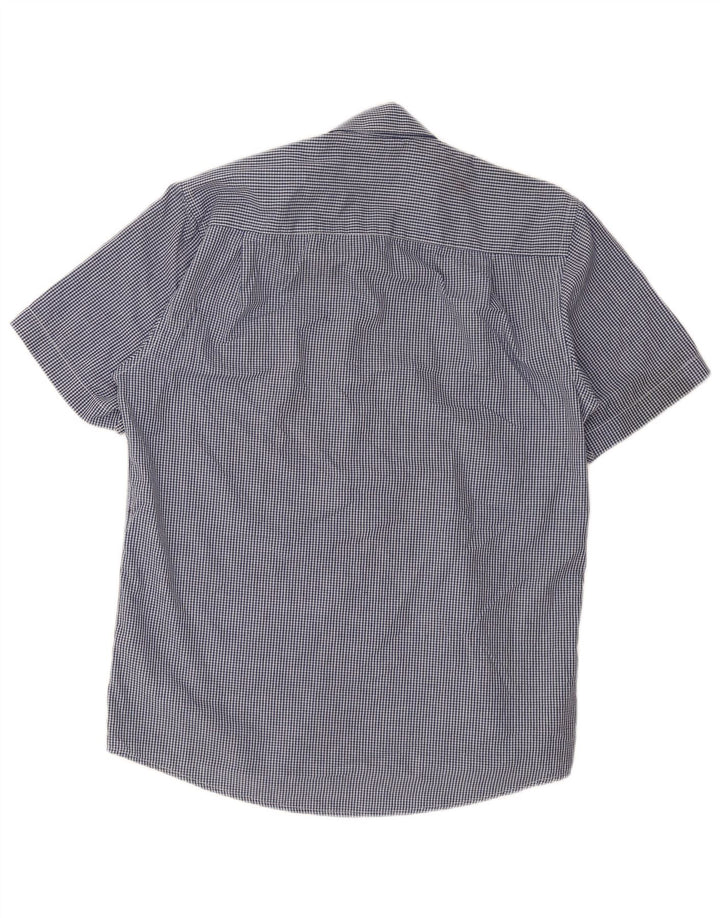 Pierre Cardin Herren-Kurzarmhemd, großes blaues Gingham-Polyester