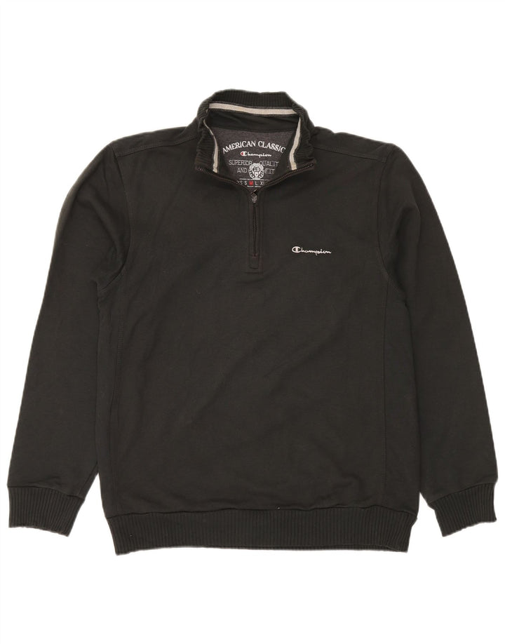 Champion Herren Classics Sweatshirt mit Reißverschluss am Hals, mittelschwarze Baumwolle