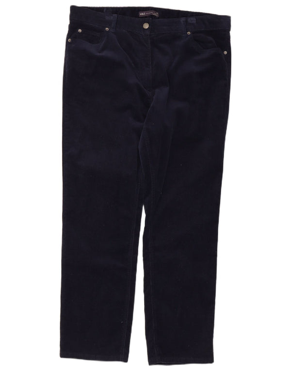 Marks & Spencer Womens Corduroy Trousers UK 16 Large W36 L28 Navy Blue