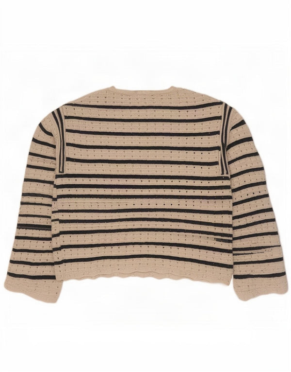 Marks & Spencer Damen-Pullover mit Rundhalsausschnitt, Gr. 12, mittelweiß gestreift