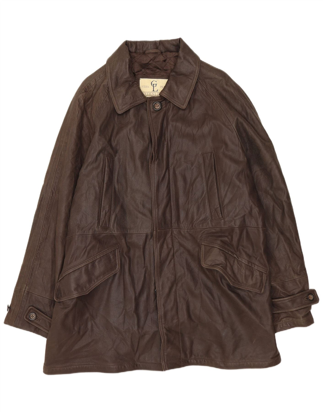 GREEN LEAVES Herren Lederjacke IT 50 Großes braunes Leder