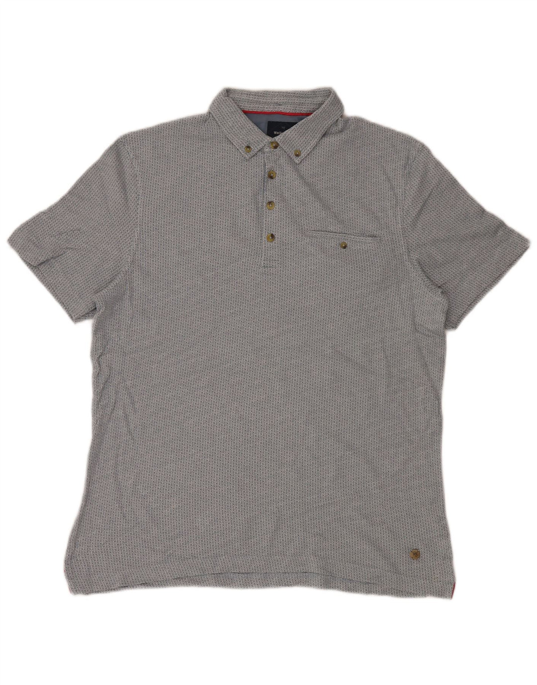 White Stuff Herren-Poloshirt, groß, blaue Ikat-Baumwolle