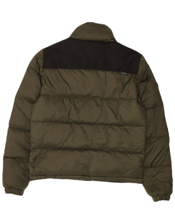 Superdry Herren Wattierte Jacke UK 38 Medium Khaki Colourblock Nylon
