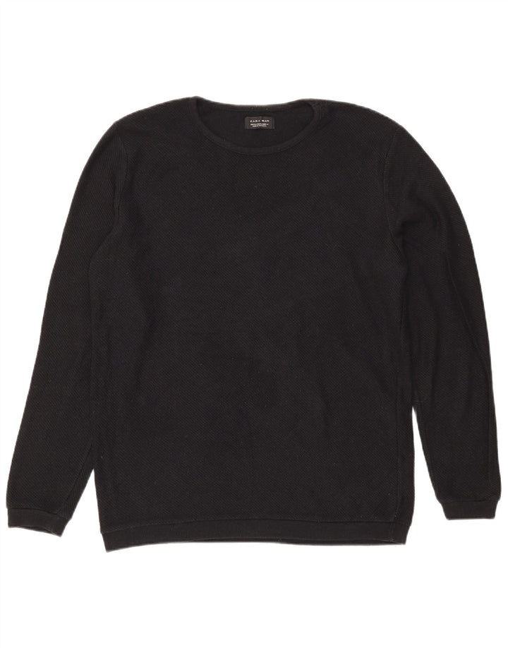 Zara Herren-Pullover mit Rundhalsausschnitt, XL, Schwarz, Polyester