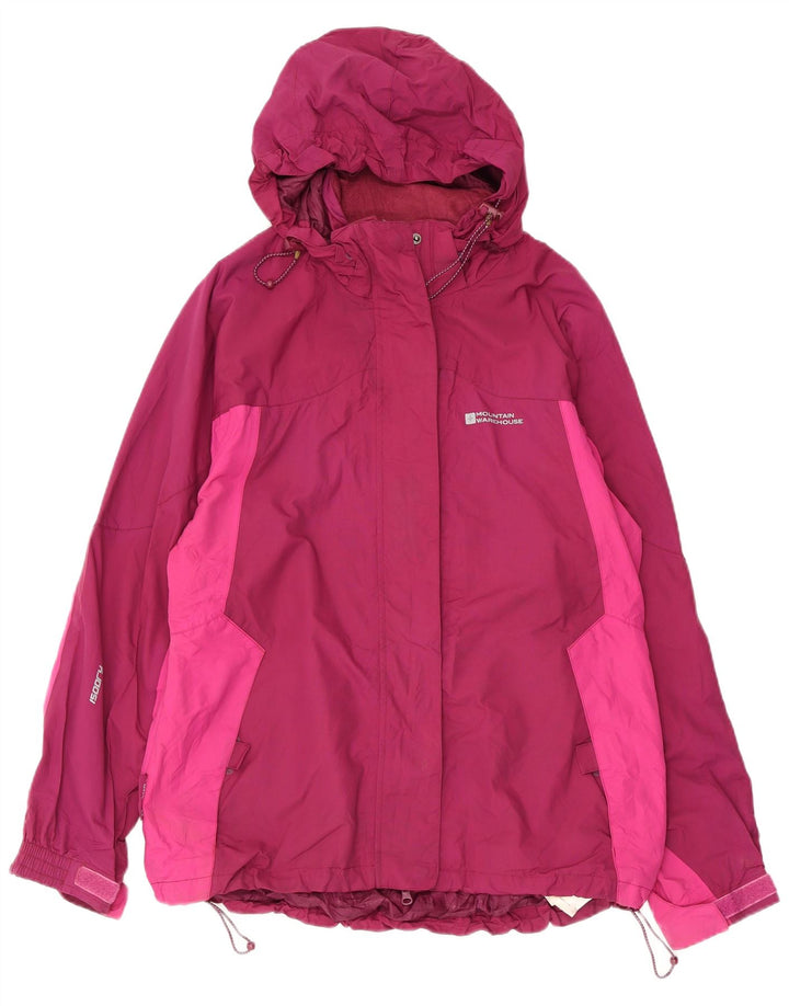 Mountain Warehouse Damen-Regenjacke mit Kapuze, UK 14, Größe L, Rosa, Farbblock
