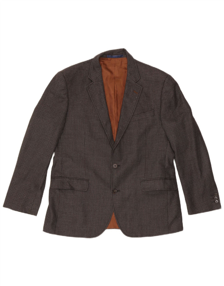 Marks & Spencer Herren-Blazer mit 2 Knöpfen, Gr. 42, groß, grau kariert, Wolle