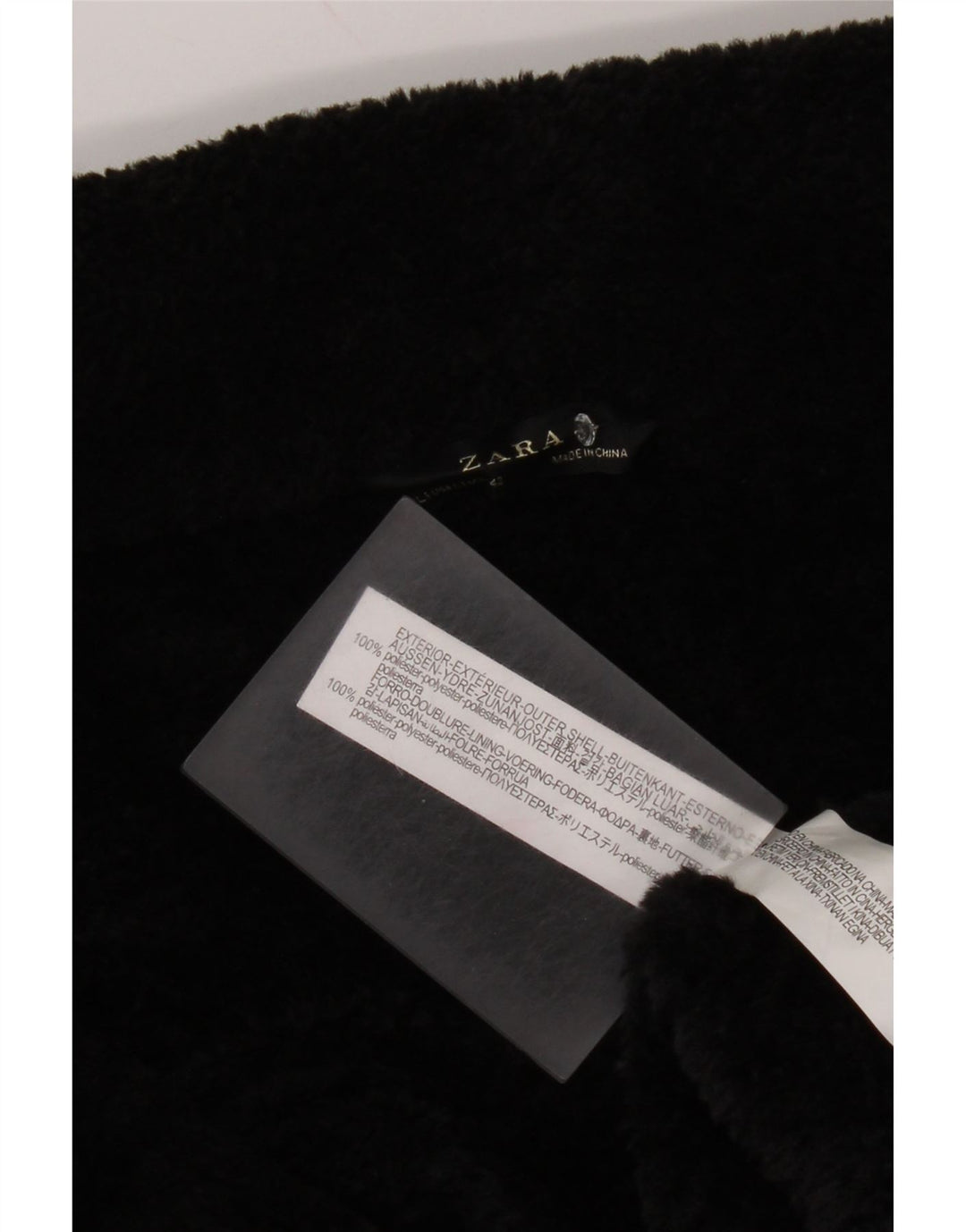 Zara Herren Sherpa Jacke UK 40 Large Schwarz Polyester