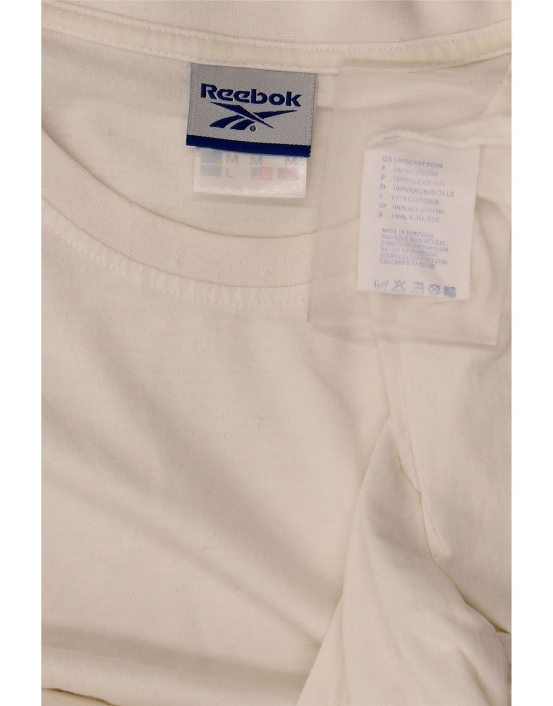 Reebok Herren T-Shirt Top aus mittelweißer Baumwolle