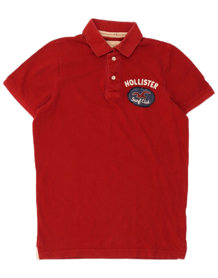 Hollister Herren-Poloshirt mit Grafik, mittelrote Baumwolle