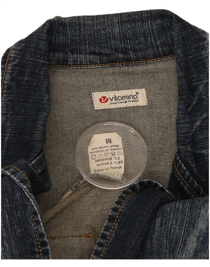 Vitamina Damen-Jeans-Blazer mit 1 Knopf, Größe UK 14, mittelblaue Baumwolle