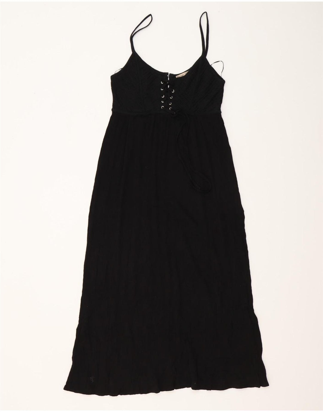 Zara Damen Maxi-Sommerkleid UK 12 Mittelschwarze Baumwolle