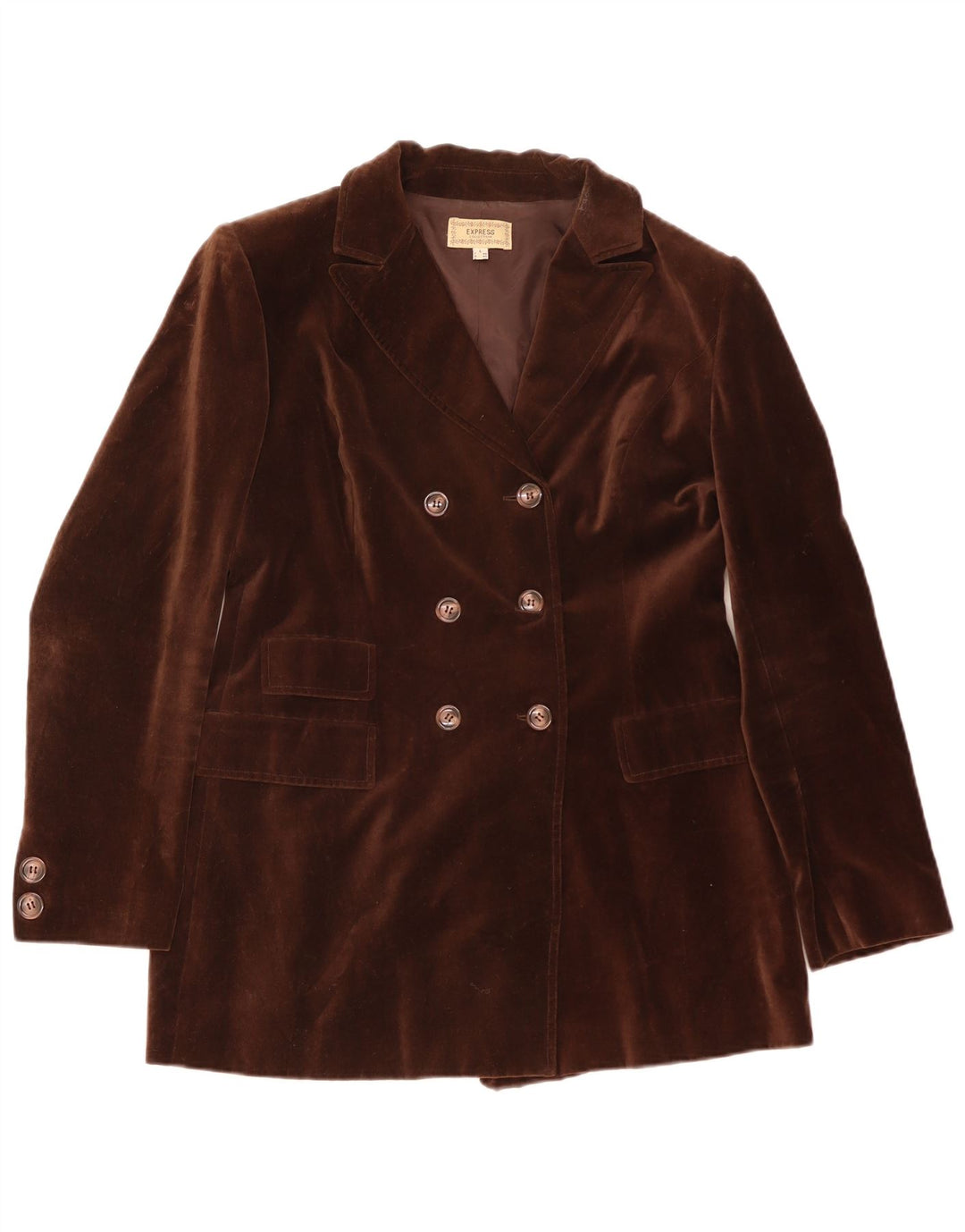 Express Damen-Blazer, zweireihig, Samt, Gr. 44, Braun