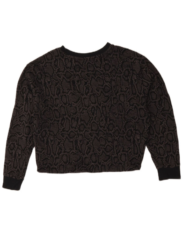 Puma Womens Crop Graphic Sweatshirt Pullover UK 14 Medium Schwarz Animal Print