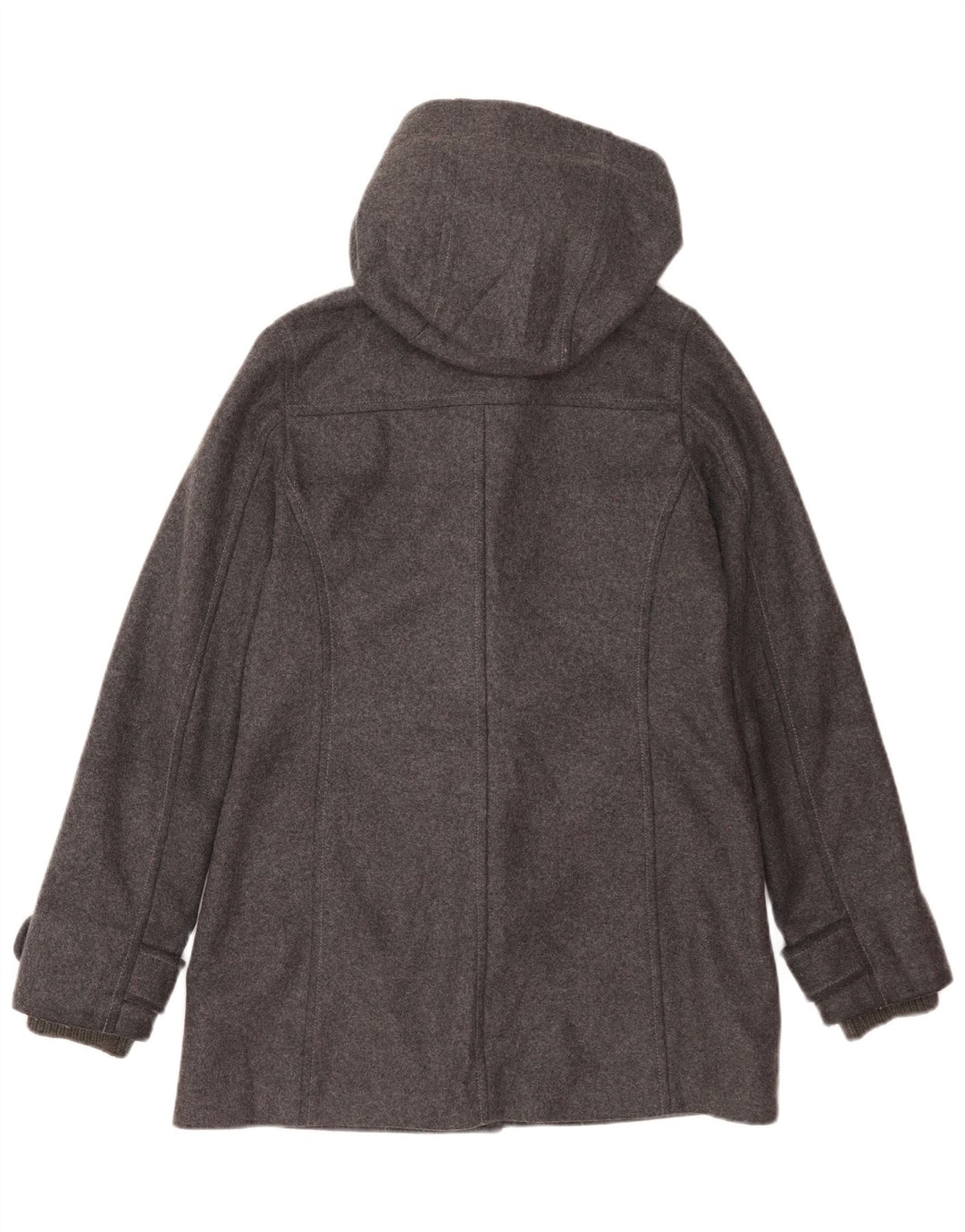 Tommy Hilfiger Damen Kapuzen-Dufflecoat UK 14 Mittelgraue Wolle