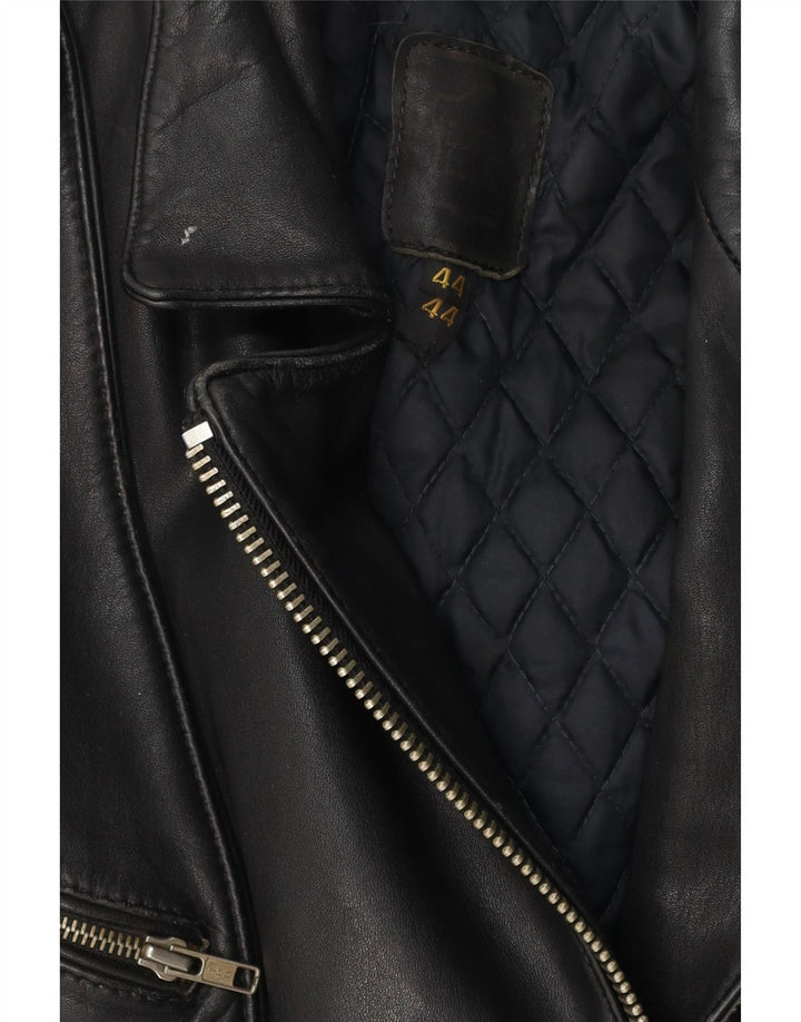 Vintage Damen Leder Bikerjacke IT 44 Mittelschwarzes Leder