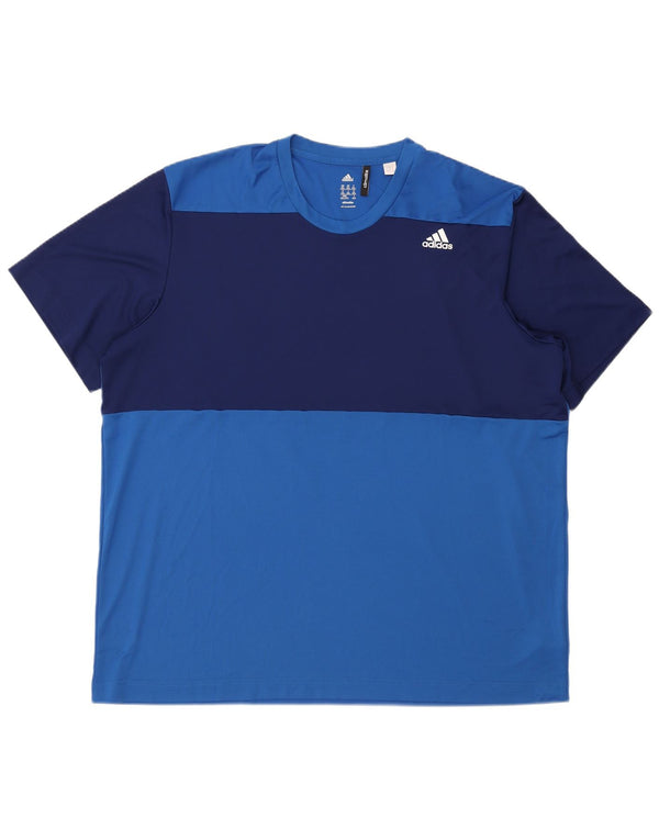 Adidas Herren Climalite T-Shirt Top 2XL Blau Colourblock Polyester