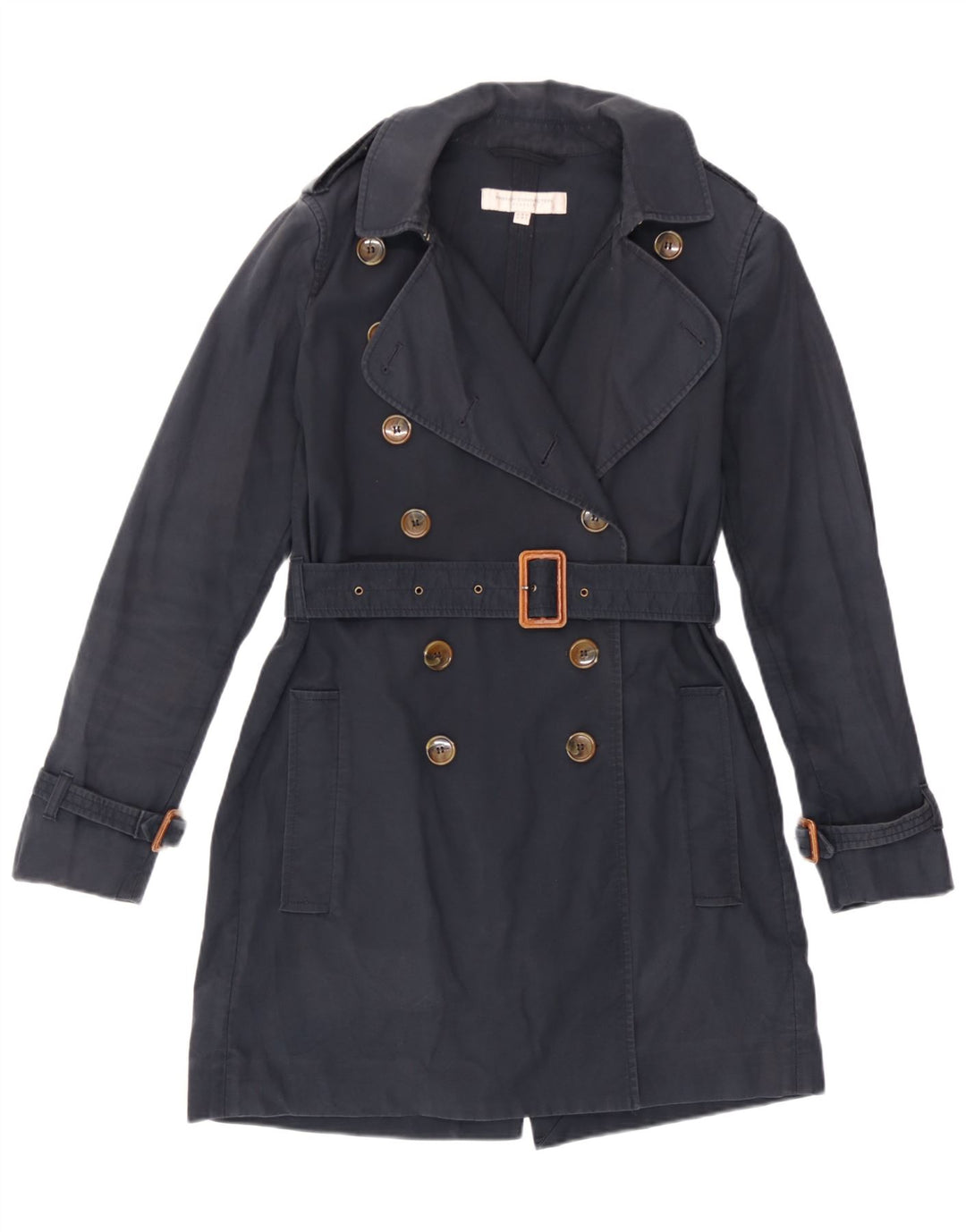 French Connection Damen Trenchcoat UK 10 Small Marineblaue Baumwolle