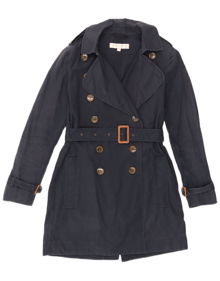 French Connection Damen Trenchcoat UK 10 Small Marineblaue Baumwolle