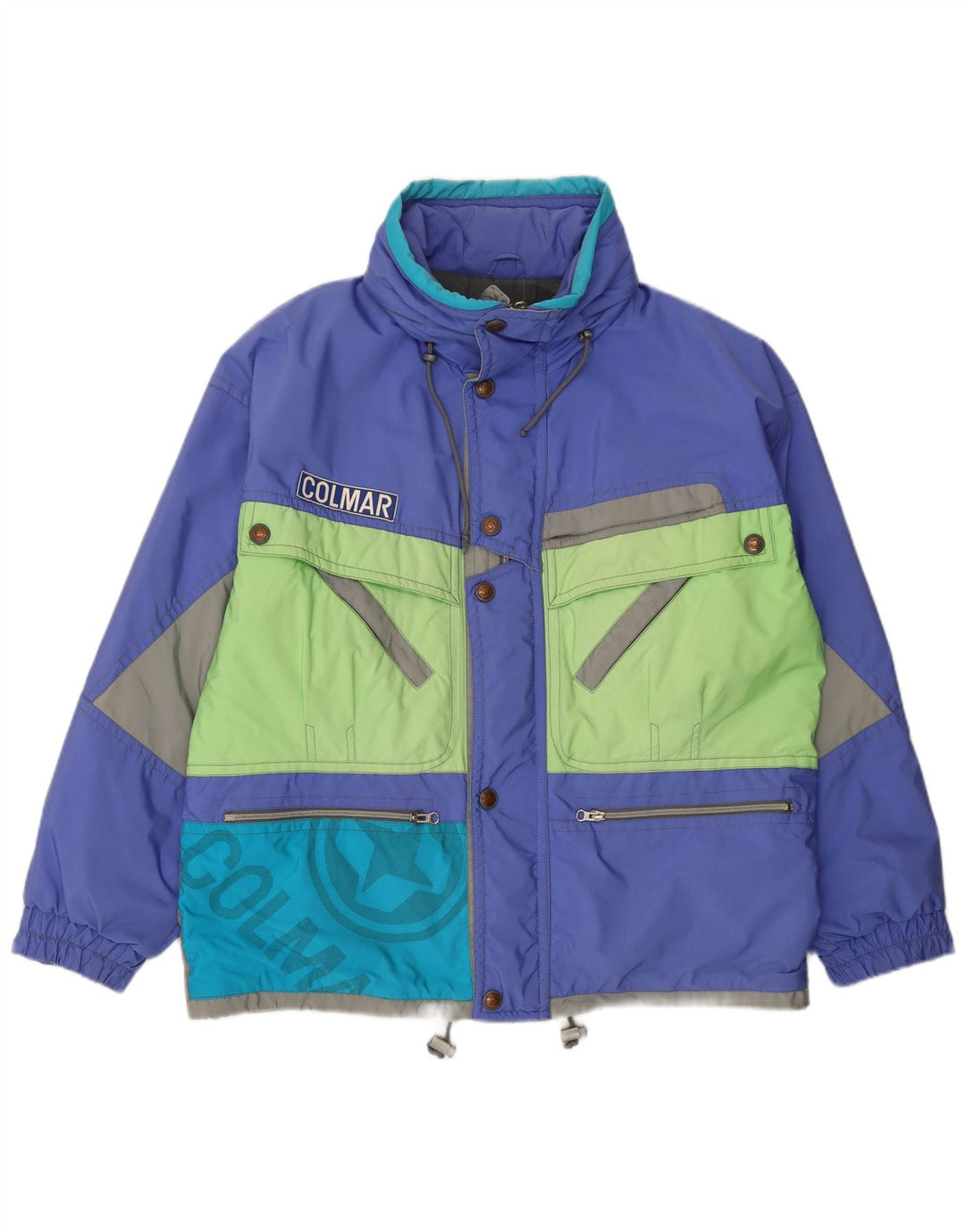 Colmar Herren-Skijacke mit Grafik, IT 52, groß, blaues Colourblock-Polyamid