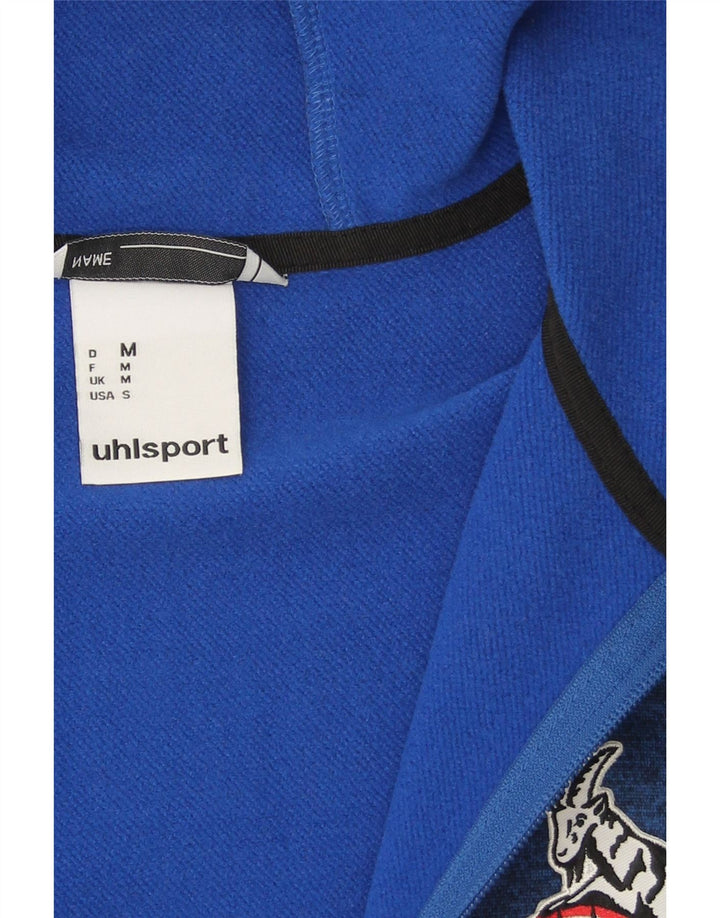 UHLSPORT Mens Graphic Zip Hoodie Sweater Medium Blue Polyester Vintage Uhlsport and Second-Hand Uhlsport from Messina Hembry 