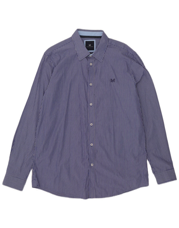 Crew Clothing Herren Slim Fit Hemd XL blau gestreift aus Baumwolle