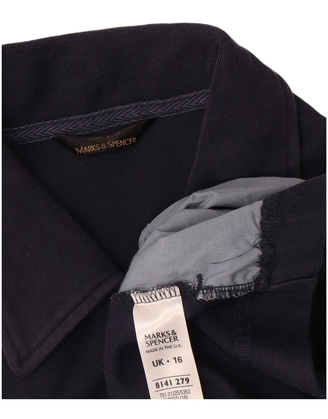 Marks & Spencer Damen Bomberjacke UK 16 Large Marineblaue Baumwolle