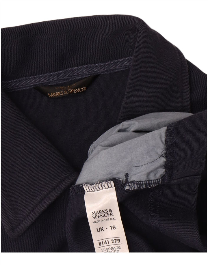 Marks & Spencer Damen Bomberjacke UK 16 Large Marineblaue Baumwolle
