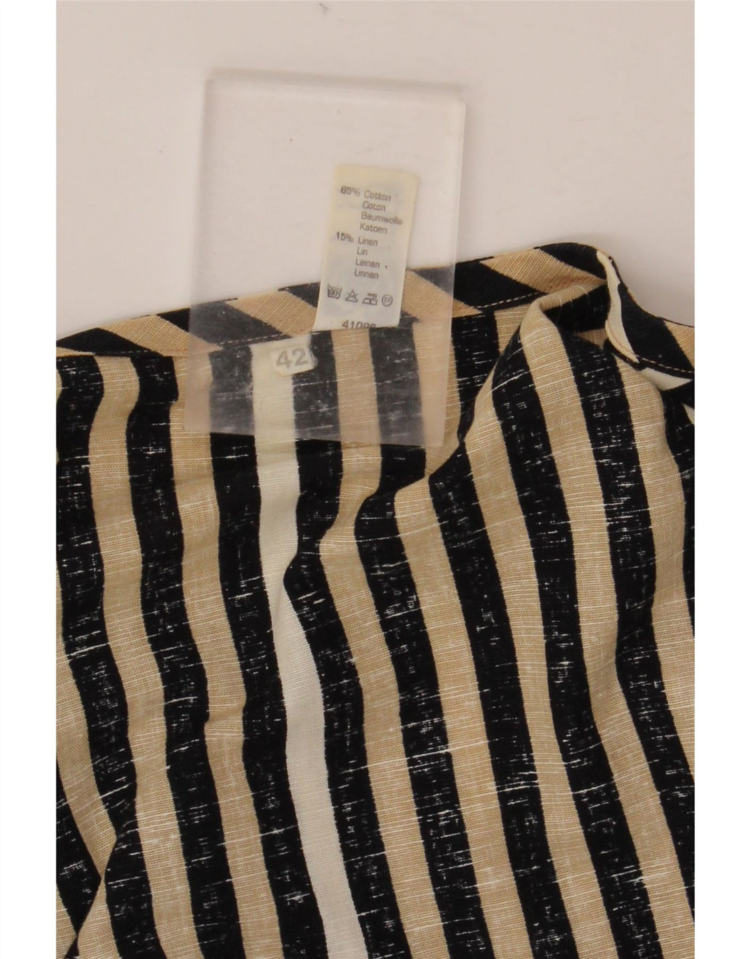 C & A Crop-Blusenoberteil für Damen, EU 42, groß, schwarz gestreift, Baumwolle