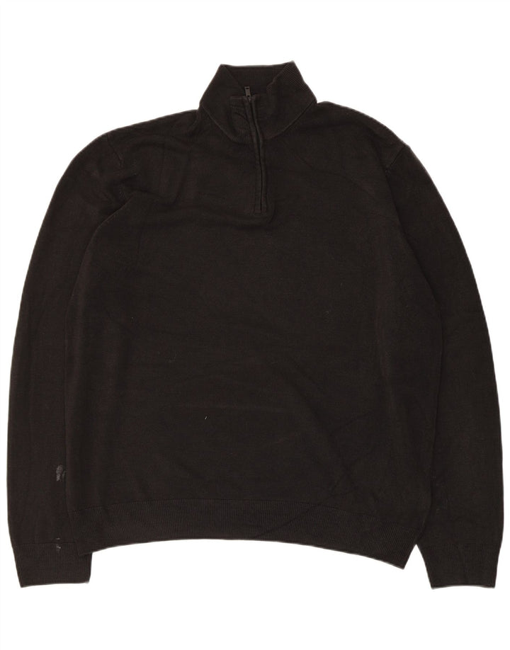 Marks & Spencer Herren-Pullover mit Reißverschluss, XL, schwarzes Acryl