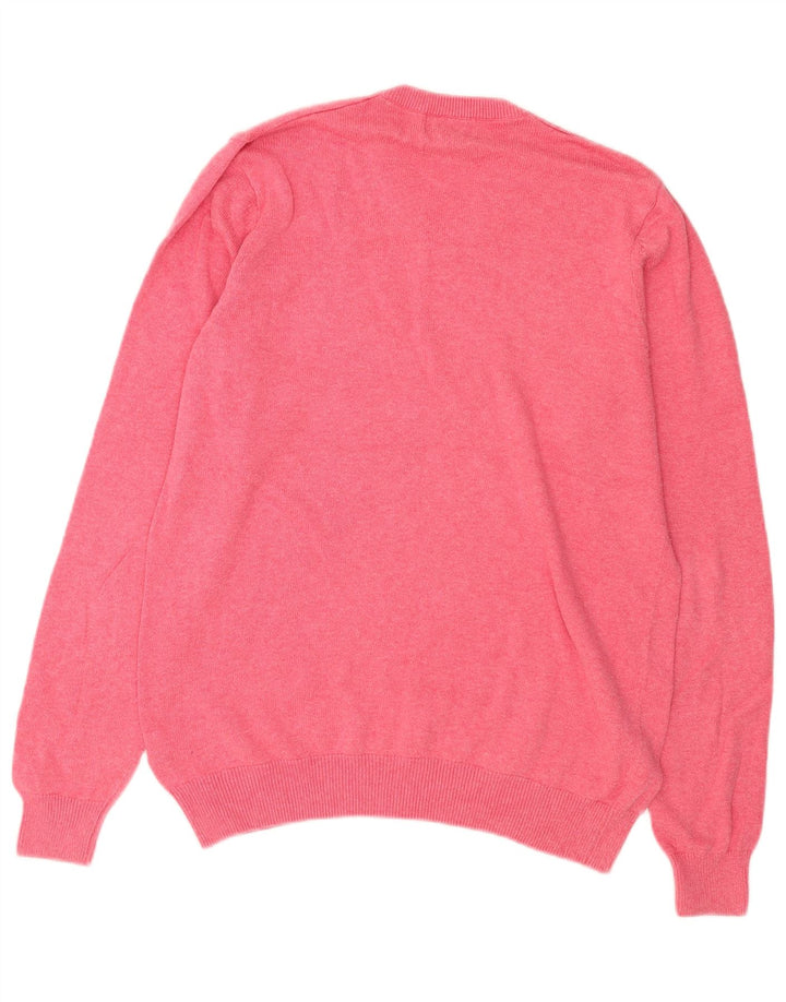 Marks & Spencer Herren-Pullover mit V-Ausschnitt aus mittelrosa Baumwolle