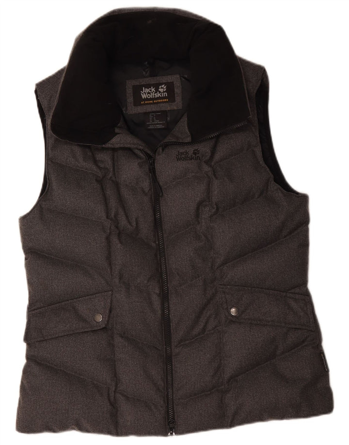 Jack Wolfskin Damen Wattierte Weste UK 12 Mittelgraues Polyester